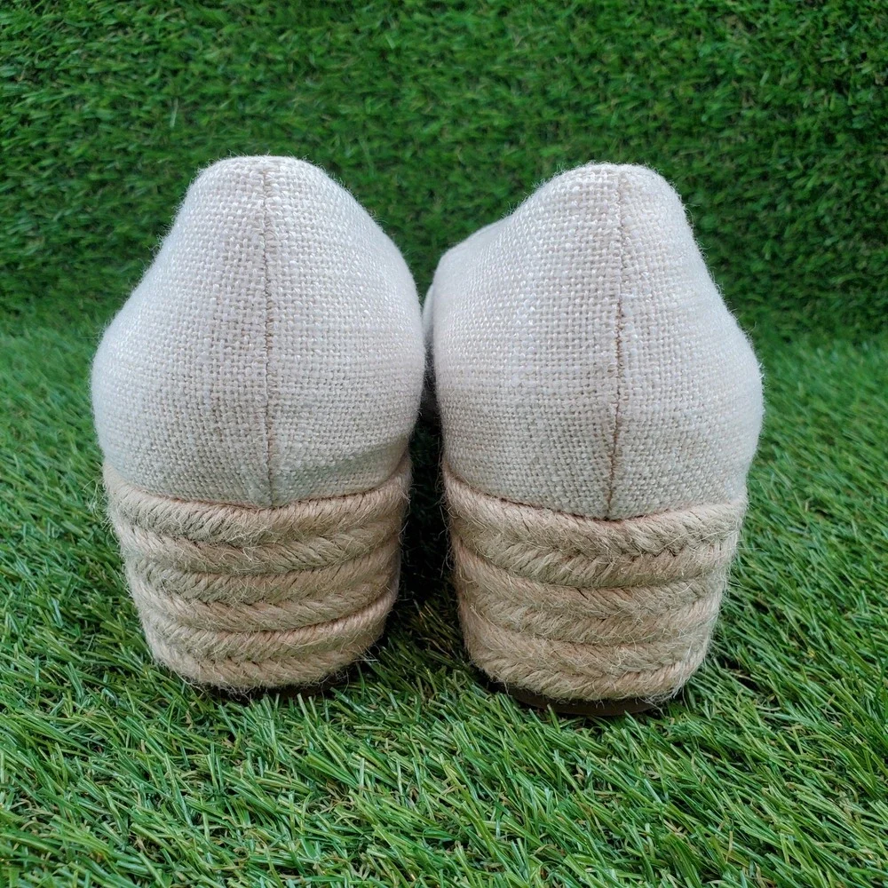 LifeStride Kamilla SIZE 10 WIDE Women's Espadrille Wedge Slip On Shoes Cream